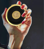 Medusa Medallion Pill Box Inlaid in Hand Painted Black Enamel Gorgon Design Personalize and Color Options Available