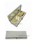 Art Deco Pill Box with 2 Large Compartments Inlaid in Glossy Black Enamel Moorish Motif with Personalized and Assorted Color Options