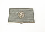 Lion Head Card Case Inlaid in Hand Pained Silver Enamel Neoclassic Design with Personalized and Color Options