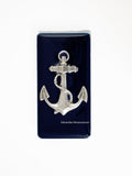 Anchor Money Clip Inlaid in Hand Painted Enamel Black Glossy Finish Admirality Nautical Design with Personalized and Color Options