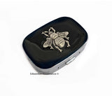 Queen Bee Pill Box Inlaid in Hand Painted Enamel Gothic Victorian Insect with Personalized and Color Options Available