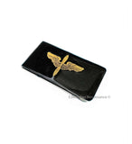 Propeller with Wings Money Clip Inlaid in Hand Painted Black Enamel Air Corps Insignia Vintage Style Aviation w Personalized Color Options