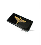 Propeller with Wings Money Clip in Hand Painted Black Metallic Enamel Air Corps Insignia Vintage Style Aviation w Personalized Color Options