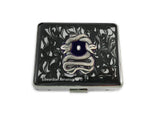 Serpent Pill Box with 8 Compartments Gothic Snake Motif Inlaid in Silver Swirl Enamel with Personalized and Color Options