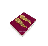 Gold Wings Pill Box with 8  Compartments with Lids in Hand Painted Ox Blood Opaque Renaissance Inspired with Personalize and Color Options