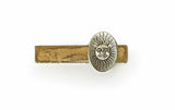 Sun Tie Clip in Hand Painted Metallic Gold Enamel Art Deco Celestial Style with Cufflinks and Tie Pin Set Option