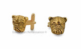 Bulldog Cufflinks Antique Gold Art Deco Inspired Mens Accessories with Tie Pin and Tie Clip Set Options