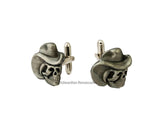 Skull Cowboy Cufflinks Vintage Style Western Goth Inspired with Tie Clip or Tie Pin Set Option