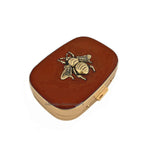 Queen Bee Pill Case in Hand Painted Glossy Ox Blood Enamel Gothic Victorian Inspired Insect with Custom Colors and Personalized Options