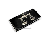 Libra Money Clip Inlaid in Hand Painted Black Enamel Zodiac Scales Inspired with Personalized and Color Options