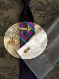 Antique Gold Pineapple Tie Clip in Hand Painted Metallic Gold Enamel Vintage Style Tropical Style with Cufflinks and Tie Pin Set Option
