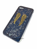 Angel Wings Phone Case for Galaxy or Iphone in Gray with Silver Swirl Enamel Art Nouveau Design 360 Protection with Color Options