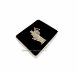 Libra Pill Box with 8 Compartments Inlaid in Hand Painted Glossy Black Enamel Art Deco Lady Justice Personalize and Color Options