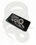 Antique Gold Snake Money Clip Inlaid in Glossy Black Enamel Neo Victorian Serpent Inspired with Personalized and Color Options