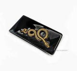 Antique Gold Snake Money Clip Inlaid in Glossy Black Enamel Neo Victorian Serpent Inspired with Personalized and Color Options