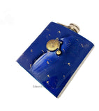 Bicycle Flask in Hand Painted Navy Blue with Gold Splash Enamel Vintage Style Big Wheel Bike with Personalize and Color Options