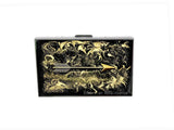 Arrow Wallet RFID Blocker Credit Card Case in Black with Gold Swirl Enamel Art Deco Sagittarius Design with Personalize and Color Option