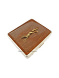 Fox Run Weekly Pill Box with Mirror Woodland Inspired Inlaid in Hand Painted Gray Enamel with Personalized and Custom Color Options