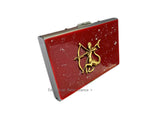 Sagittarius Wallet RFID Blocker Credit Card Case in Ox Blood with Silver Splash Enamel Merman Archer with Personalize and Color Option