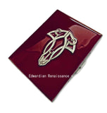 Art Deco Design Metal Cigarette Case Inlaid in Hand Painted Glossy Ox Blood Enamel with Personalized and Color Options