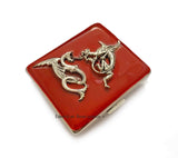 Battling Dragons Weekly Pill Box Game of Thrones Inspired Inlaid in Hand Painted Red Enamel with Personalized and Custom Color Options