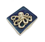 Octopus Pill Box with 8 Compartments Nautical Inspired Inlaid in Navy Enamel Kraken Motif with Personalized and Custom Color Options