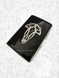 Art Nouveau Cigarette Case in Hand Painted Glossy Black Enamel Gatsby Inpired with Personalized and Color Options