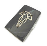 Art Nouveau Cigarette Case in Hand Painted Glossy Gray Enamel Gatsby Inspired with Personalized and Color Options
