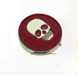 Gothic Skull Pill Box Inlaid in Hand Painted Black Enamel Neo Victorian Pill Case with Personalized and Custom Colors vailable