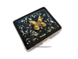 Gold Butterfly Pill Box with 8 Compartments Inlaid in Hand Painted Black Ink Enamel Art Nouveau Design Personalized and Color Options