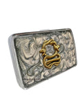 Serpent Cigarette Case Inlaid in Hand Painted Glossy Black Enamel Art Deco Snake Metal Wallet Personalize and Color Options