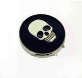 Gothic Skull Pill Box Inlaid in Hand Painted Black Enamel Neo Victorian Pill Case with Personalized and Custom Colors vailable