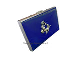 Aquarius Wallet with RFID Blocker for Credit Cards Hand Painted Navy Enamel Zeus Motif with Personalized and Color Option