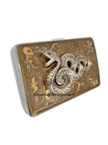 Serpent Cigarette Case Inlaid in Hand Painted Ox Blood Enamel Art Deco Snake Metal Wallet Personalize and Color Options