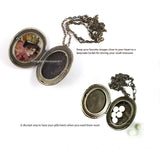 Mermaid Oval Locket Nautical Fantasy Keepsake Necklace in Hand Painted Black Enamel Sea Siren Necklace with Personalized and Color Options