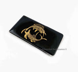 Pisces Money Clip Inlaid in Black Enamel Neo Victorian Zodiac Fish Design with Personalized and Color Options