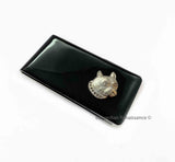 Bulldog Money Clip Inlaid in Glossy Black Enamel Neo Victorian Inspired Pets with Personalized and Color Options