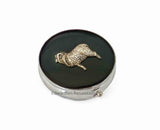 Aries Pill Box Inlaid in Hand Painted Glossy Black Enamel Neo Victorian Zodiac Inspired Personalized and Color Options