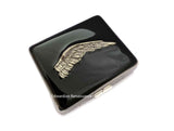 Angel Wing Pill Case with 8 Compartments in Glossy Black Enamel Gothic Romance Inspired with Personalized and Color Options Available