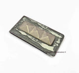 Studded Money Clip Inlaid in Hand Painted Metallic Silver Geometric Style with Personalized and Color Options