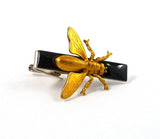 Yellow Jacket Tie Clip Inlaid in Hand Painted Enamel Steampunk Bee Neo Victorian Insect Neck Tie Bar Accent Custom Colors Available