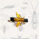 Yellow Jacket Tie Clip Inlaid in Hand Painted Enamel Steampunk Bee Neo Victorian Insect Neck Tie Bar Accent Custom Colors Available