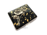 Art Nouveau Roses Pill Box with 8 Individual Compartments in Hand Painted Black with Gold Splash Enamel Personalized and Color Options