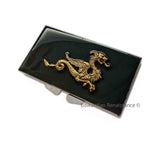 Dragon Pill Box with 7 Day Slots Inlaid in Hand Painted Black Enamel Weekly Pill Case with Personalized and Color Options