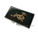 Antique Gold Dragon Pill Box with 7 Day Slots Inlaid in Hand Painted Ox Blood Enamel Medieval Inspired with Personalized and Color Options