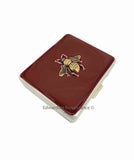 Bee Pill Case with 8 Compartments Inlaid in Hand Painted Oxblood Enamel Art Deco Motif with Personalize and Color Options