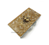 Antique Gold Bee Weekly Pill Box in Hand Painted Gold Swirl Enamel Art Deco Insect 7 Day Pill Case with Personalized and Color Options