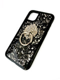 Lion Door Knocker Design Iphone or Galaxy Case Inlaid in Glossy Black Enamel Medieval Inspired Phone Cover with Color Options Available