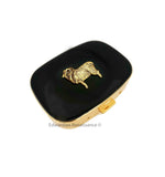 Aries Pill Box Inlaid in Hand Painted Glossy Black Enamel Neo Victorian Zodiac Inspired with Custom Colors and Personalized Options