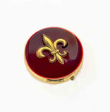 Antique Silver Fleur de Lis Pill Box Inlaid in Hand Painted Glossy Black Enamel Art Deco Inspired Personalized and Color Options